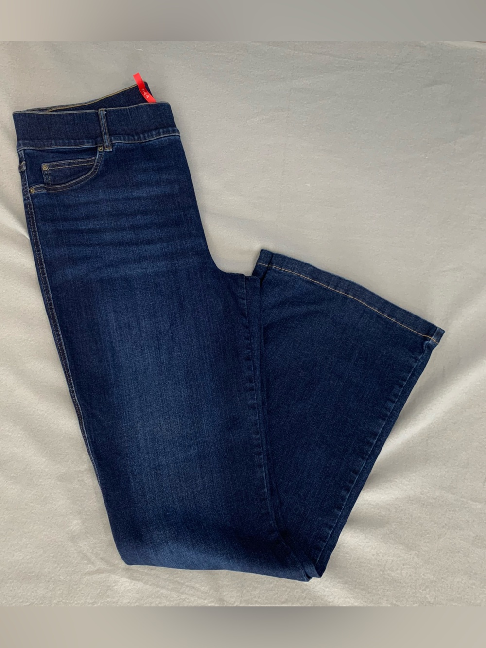 SPANX High Rise Flare Jeans Size 2X Tall Women Blue Denim Tummy Control Wide Leg